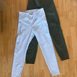 Old Navy Light Blue and Dark Green Women's Leggings Duo